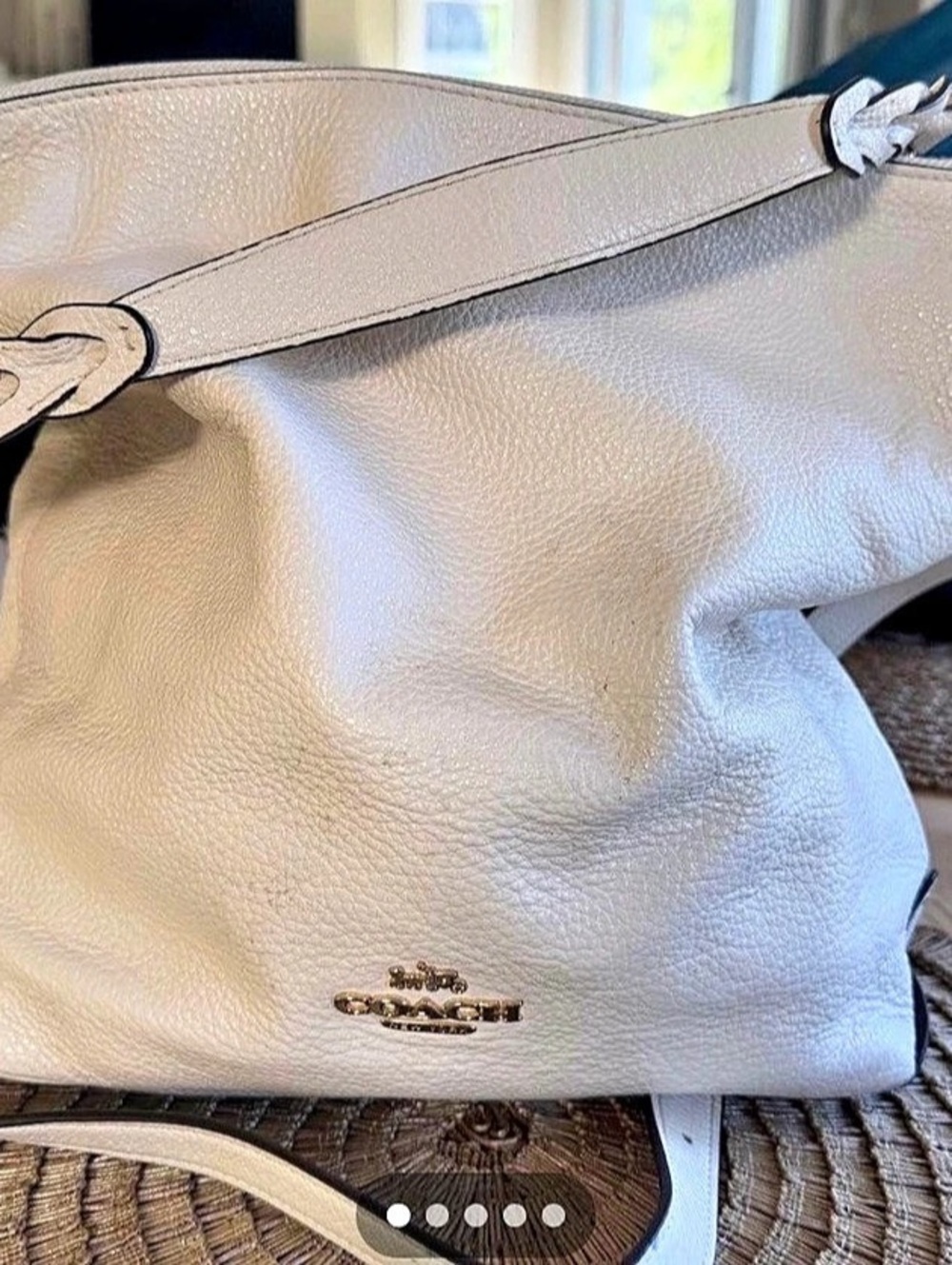 Coach Leather Shoulder Bag in White